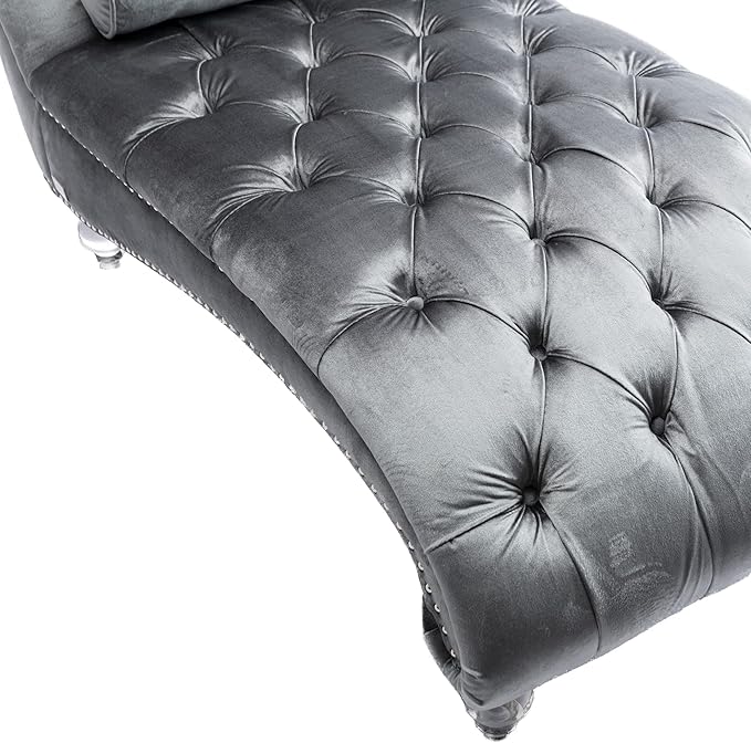Leisure Velvet Concubine Sofa Accent Sofa Chaise Reclining Lounger Barrel Sofa with Acrylic Feet (Sliver)