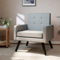 Accent Chair for Living Room Mid-Century Modern Comfy Upholstered Armchair with Large Seat Single Sofa Reading Chair 496 Lb. Weight Capacity for Bedroom Apartment Light Grey