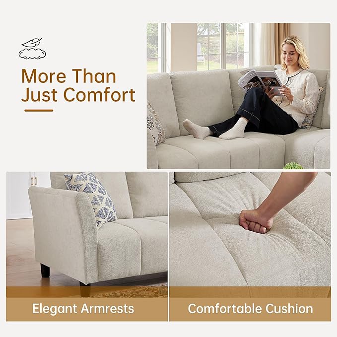 102 L Shape Sectional Sofa with Corner 6 Seat Convertible Modern Corner Sofa with Removable Covers for Living Room Ofiice Beige