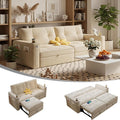 Queen Sofa BedConvertible Loveseat Sleeper SofasCouch with Pull Out BedPullout Couch Bed for Small SpaceQueen Sleeper Sofa Couches for Living RoomApartment &amp Guest Room Beige | USB Port Cup