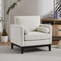 Mlmh &amp Kngwa 35.43 W Modern Accent Chair for Bedroom Upholstered Accent Chairs Single Sofa Chair with Wood Black Finish Legs Comfy Armchair for Living Room Office Ivory