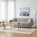 AC Pacific Crystal Collection Mid Century Modern Living Room Furniture Tufted Back Solid Espresso Legs Plush Upholstery Accent Piece with Minimal Assembly Sofa Light Grey