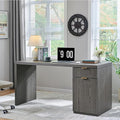 JXQTLINGMU 60 Modern Executive Desk with Storage Wood Home Office Desk with Drawer &amp Cabinet Fluted Computer Writing Desk for Study Work Living Room Bedroom Grayish Green