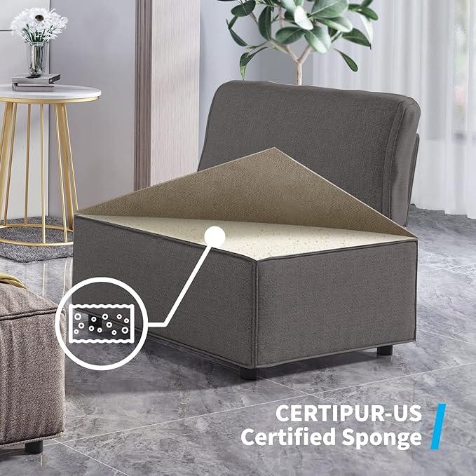 Mjkone 120 Inch U Shaped Sectional Couches for Living Room Convertible L Shaped Sectional Sofa with Ottoman Oversized Sleeper Sofa Linen Fabric Deep Modular Sectional Sofa 6PCS Dark Brown