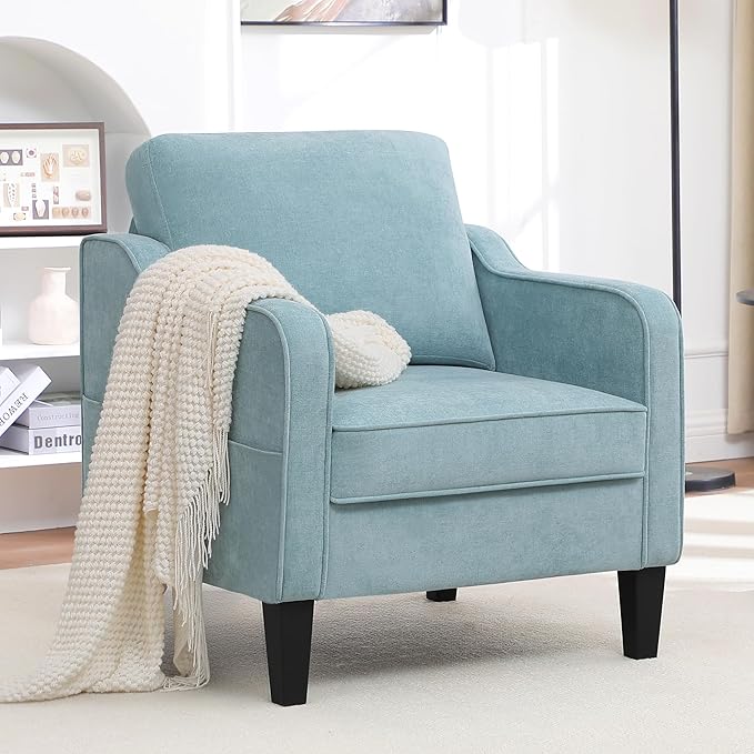 Accent Chair for Living Room Mid Century Modern Reading Chair for Bedroom Upholstered Armchair with Side Pockets Comfy Single Sofa Side Chair for Office Apartment Small Room Teal Green