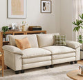 LINSY HOME 90'' Cloud Loveseat Sofa Modular Sectional Couches Corduroy Cloud Couch Soft Modern Comfy Love Seat Sofa Set for Living Room Apartment Office Beige