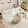 Cloud Boneless Modular Sectional Sofa 95.5 Modern Chenille Couch for Living Room Convertible Sleeper Sofa Bed Ergonomic Seating Cloud Couch Sectional No Assembly Required Beige