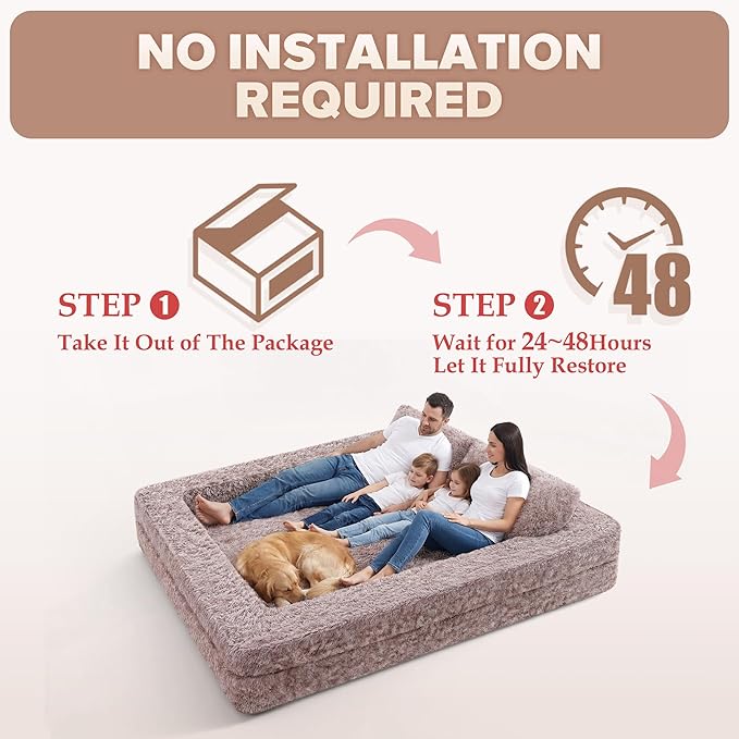 HABUTWAY Convertible Sofa Bed 3-in-1 Futon Sofa Bed with Pillow Foldable Pull Out Floor Sofa Bed with Removable Cover Plush Boneless Couch for Living Room/Bedroom/Dorm(QueenCaramel)