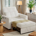 JUMMICO Sleeper Chair 3-in-1 Convertible Sleeper Sofa Bed for Adults Linen Fabric Pull Out Chair Bed with Adjustable Backrest Couches for Living Room Apartment Office Small Space (Beige)