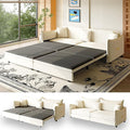 81.9 Sleeper Sofa Bed King Size 3-in-1 Convertible Couch Modern Pull Out Couches Comfy Velvet Futon Sofa Cloud Loveseat Lounge 3 Pillows for Small Spaces Living Room Gold Beige