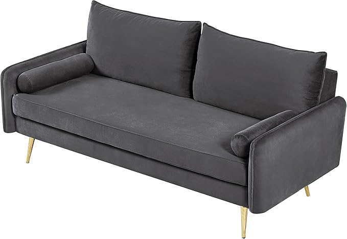 Kent Modern Sofa European Style Velvet Living Room Furniture with Tapered Legs Vintage Flair and Sleek Design Couch Grey