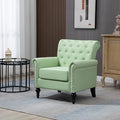 Mid Century Modern Accent Chair Linen Armchair wTufted BackWood Legs Upholstered Lounge Arm Chair Single Sofa for Living Room Bedroom Grass Green