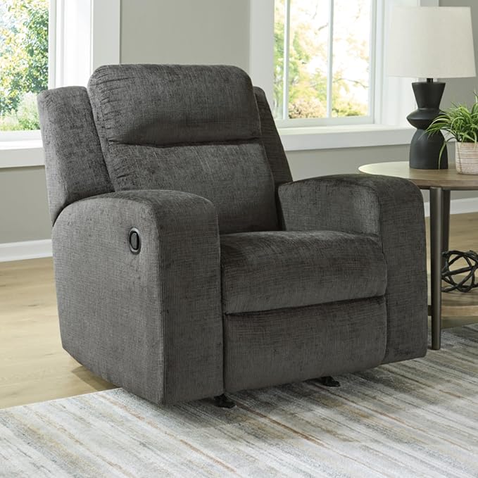 Signature Design by Ashley Kanlow Casual Manual Rocker Recliner with Track Arms Gray