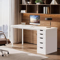 Tribesigns Modern Simple Computer Desk 47 Inches PC Desk with 5 Reversible Drawers Rustic Brown Study Writing Table Workstation for Home Office Small Spaces (All White)
