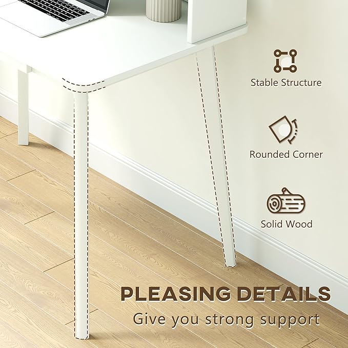 IOTXY Small Writing Desk with Hutch - 39.4 Work Computer Study Table with Drawer for Home and Office White