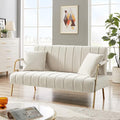 Dolonm 60 Velvet Loveseat 2 Seater Upholstered Couch with 2 Pillows Mid Century Pleated Velvet Sofa with Gold Metal Legs Perfect for Small Spaces Apartments Offices Bedrooms