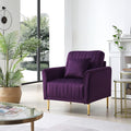 Modern Soft Purple Velvet Living Room Chair Upholstered Accent Armchair Side Chair with Gold Legs