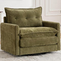 Oversized Swivel Chair 36 Chenille Swivel Armchair Accent Chair for Living Room Mid Century Modern Comfy Thick Padded Arm Chairs Green
