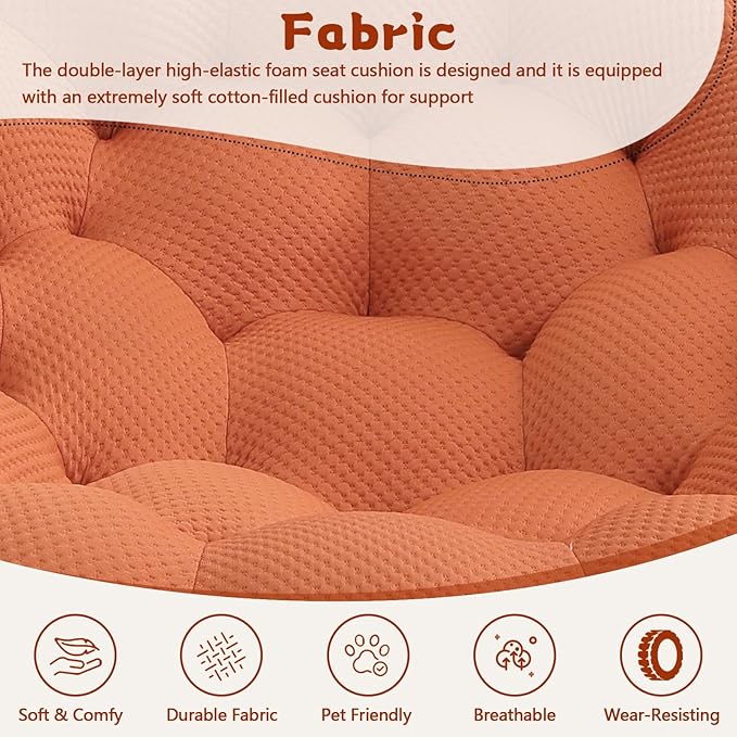 36 Oversized Bubble Chair Upholstered Mesh Fabric Bubble Sofa Couch &amp Floor Lounge Chair with 3D Honeycomb Design for Living Room Office Apartment Small Space - No Assembly Required (Orange)