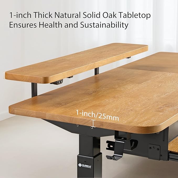 EUREKA ERGONOMIC L Shaped Standing Desk w Solid Wood Tabletop61 Electric Corner Computer Desk Adjustable Height Desk w Keyboard TrayDual MotorLED Monitor StandRight/Oak