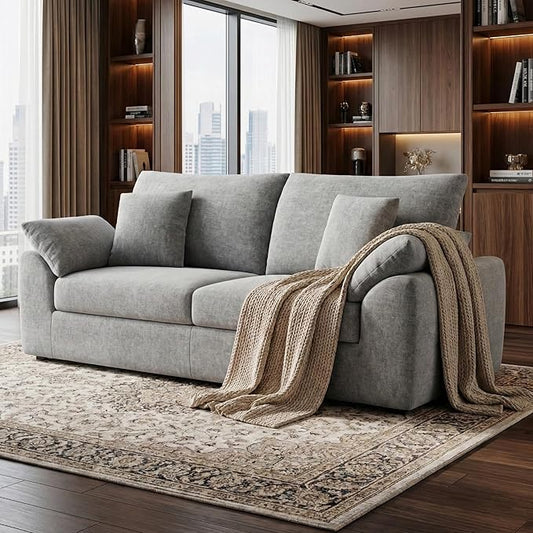 89.8 Modern Loveseat Sofa for Living Room Cloud Boneless Couches with 4 Pillows Mid Century Loveseat couches for Small Place No Assembly Required Light Grey