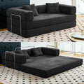 Compression Sofa - 62''Convertible Floor Sofa Bed - with Pillow Back Support Armrest - Comfy Foldable Sofa Bed Compressed Sofa in Box - Corduroy Fabric - for Living Room Bedroom (Black)
