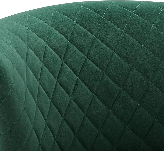DUHOME Velvet Accent Chair Armless Slipper Chair Vanity Makeup Chair with Back Upholstered Sofa with Golden Legs Barrel Chair for Living Room Bedroom Dark Green