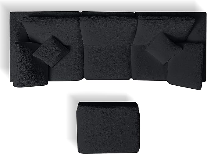 110 Cloud Sectional Couches for Living Room Modern Modular L-Shape Sofa Couch with Chaise 3 Seater Modular Sectional SofaNo Assembly Required (Dark Gray)