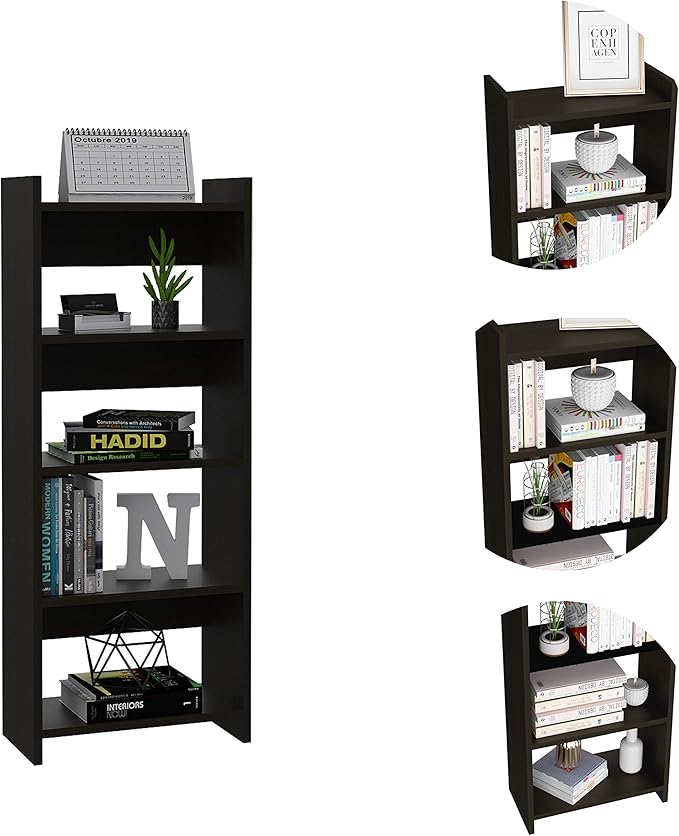 2-Piece 7-Shelf 1-Drawer Home Office Set Black