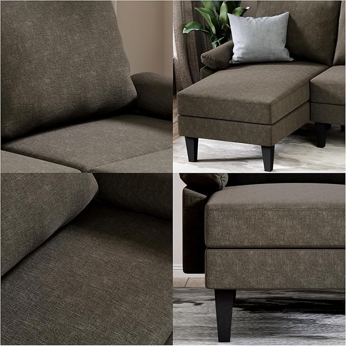 Sectional Couches for Living Room Convertible 4 Seat Modular Sectional Sofa Set for Living Room L Shaped Couch or U Shaped Couch with Ottoman for Apartment Brown
