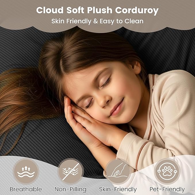 80 Convertible Sofa Bed 5 in 1 Modular Boneless Couch Sleeper Sofa Bed with Fixed Frame &amp Removable Backrest Pillow Washable Corduroy Futon Sofa Bed Couch in a Box for Small Spaces Dark Black