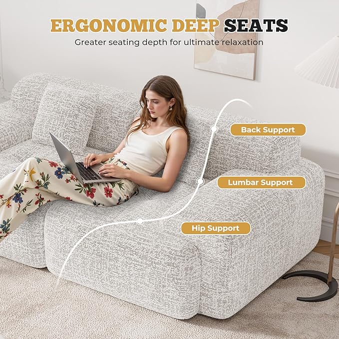 85 Cloud Loveseat Sofa in a Box Modern Small Couch No Assembly Required Comfy Deep Seat Boneless Couches for Living Room Bedroom Apartment Beige 1 PCS