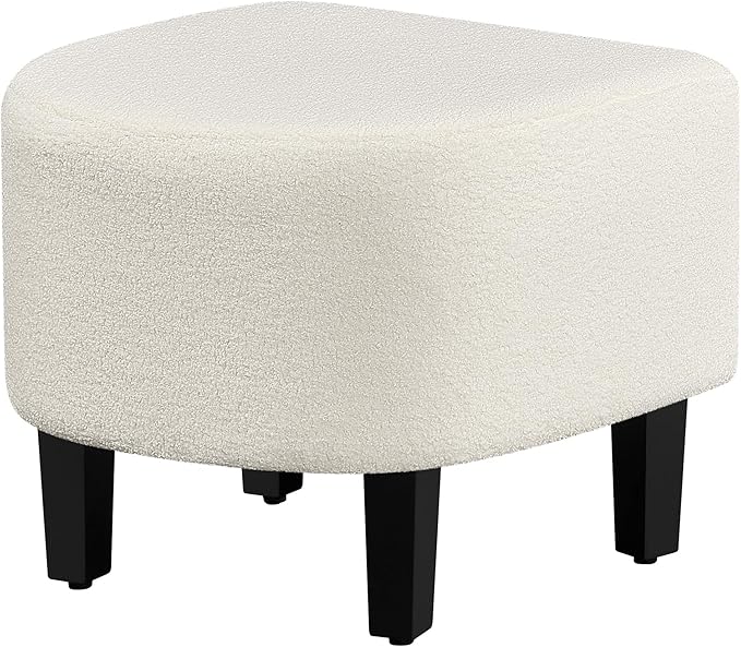 Topeakmart Sherpa Accent Chair with Ottoman Set Boucle Club Chair with Footrest Modern Cozy Recliner for Living Room/Bedroom Ivory