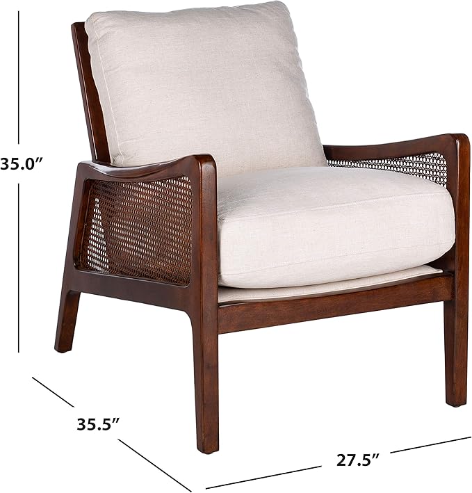 Safavieh Couture Home Moretti Mid-Century Oatmeal Linen Accent Chair