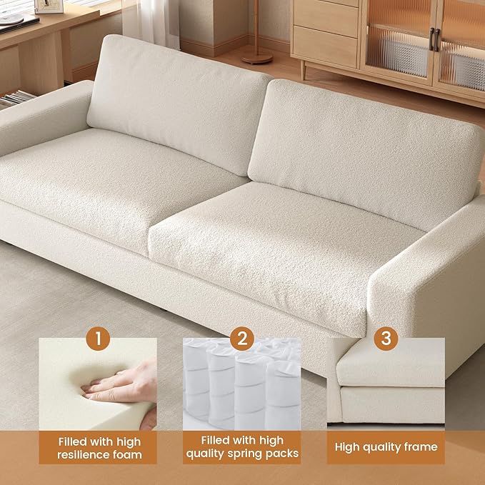 Guyii 84 Loveseat Sofa for Living Room 3 Seater Couches with Deep Seats Comfy for Living Room (83.46inch)
