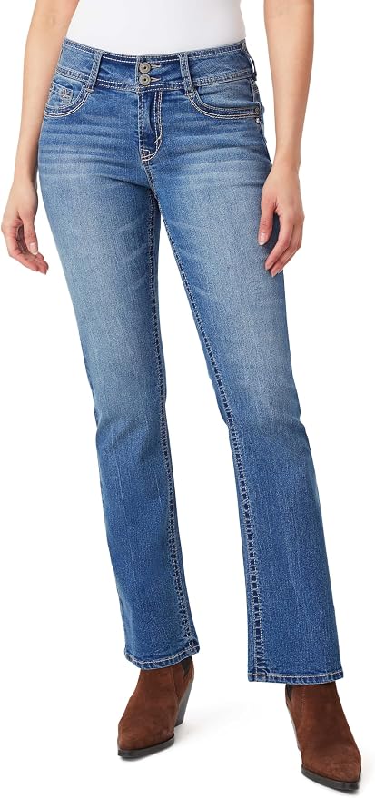 WallFlower Luscious Curvy Bootcut Jeans for Women Mid-Rise Insta Stretch Denim Size-Inclusive Juniors Jeans