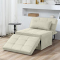 BIGSYY Sofa Bed Set of 4 in 1 Multi-Function Folding Ottoman Breathable Linen Couch Bed with Adjustable Backrest Modern Convertible Chair for Living Room Apartment Office White