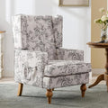 HEAH-YO Mid-Century Modern Accent Chair Upholstered Linen Living Room Chair with High Backrest Comfy Arm Side Chair for Bedroom Beige