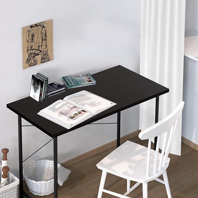YSSOA Computer Desk Home Office Work Study Writing Modern Simple Table with Headphone Hooks