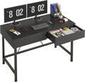 VERMESS Small Desk with Wood Drawers 40 Inch Computer Desk for Bedroom Vanity Makeup Desks Kids Desks for Small Space with Storage for Home Office Study Writing Simple Computer Table Black