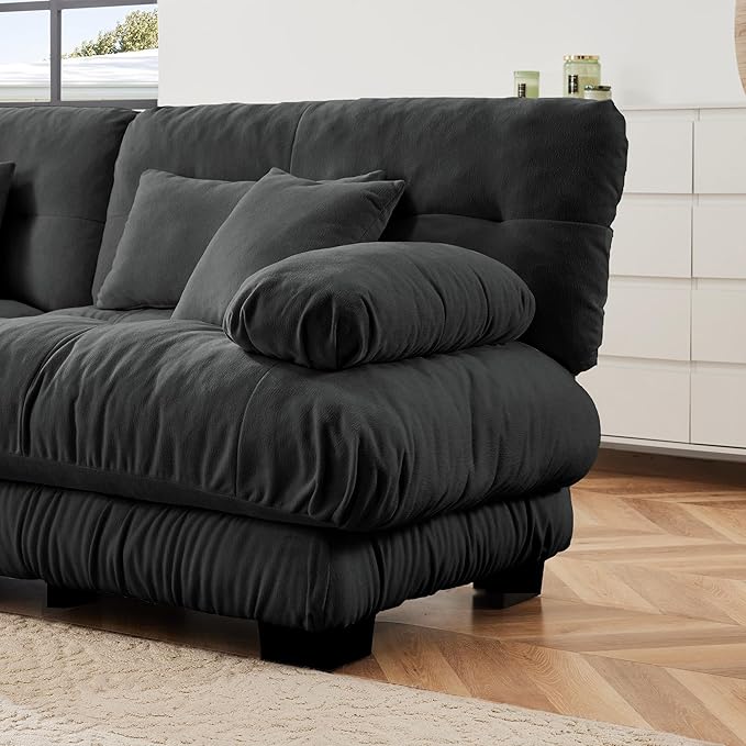 Modular Sectional Sofa for Living Room173 U-Shaped Comfy Couch with Ottoman Oversized 4 Seater Grey Sectional Couches with Pillows Fluffy Couch Set with Deep Seat