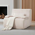 Boneless Chair for Small SpaceCorduroy Cloud Chair Foam Couch with Wide ArmrestFluffy Comfy Reading Single Sofa Chairs for Living Room Bedroom Apartment (Beige)
