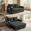 Dreamzie 53 Pull Out Couch 3 in 1 Convertible Sleeper Sofa Bed Corduroy Fabric Double Loveset with Pull Out Bed USB Port Side Pockets and Cup Holders for Living Room and Apartment Gray
