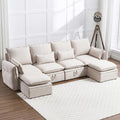 114 Modular Sectional Sofa Sectional Couches for Living Room U Shaped Cloud Couch with Storage &amp Ottoman Waterproof Wide and Deep Seat 6 Seats (Beige)
