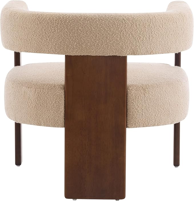 Christopher Knight Home Nettie Modern Accent Chair for Living Room Boucle Fabric Single Lounge Sofa Chair with Wooden Frame Comfy Reading Chair for Bedroom Lounge Armchair with Cushion Dark Beige