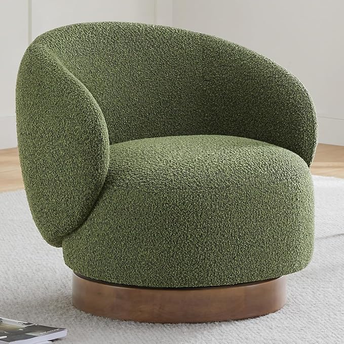 Swivel Accent Chair Round Barrel Armchair Upholstered Performance Fabric for Living Room Bedroom Reading Waitingroom1 PCSMoss Green