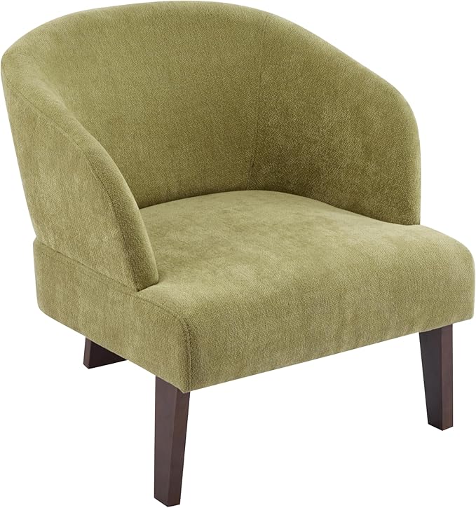 Christopher Knight Home Ashby Mid-Century Modern Fabric Accent Chair Living Room Solid Wood Lounge Sofa Chair Bedroom Soft Cushion Comfy Reading Chair Home Office Sofa Barrel Armchair Olive Green