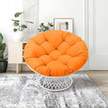 360° Swivel Papasan Chair - 350lbs Capacity Indoor/Outdoor Wicker Lounge Chair with Thick Cushion Modern Accent Chair for Living Room Bedroom Patio (White &amp Orange)
