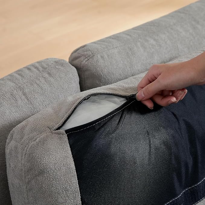 Convertible Sectional Sofa Couch 102 L Shaped Couch with Back Cushions Modern Upholstered Fabric 6-Seat Reversible Sofa Set for Living Room Apartment Office Light Grey