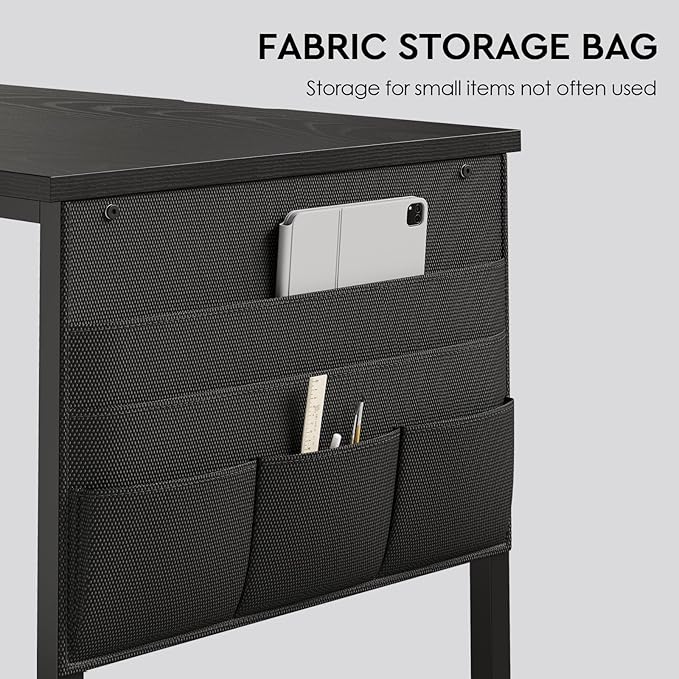 Ｍａｉｈａｉｌ Maihail Small Desk with Drawers 40 inch Computer Desk with Shelves Writing Desk with Storage Small Office Desk with Metal Frame Black